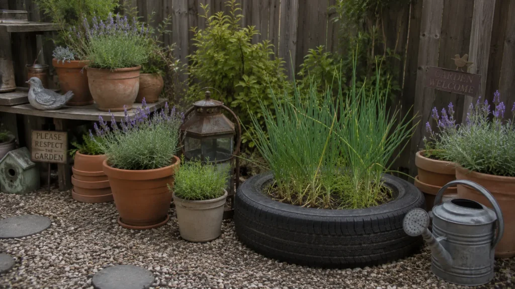 Decorating Tire Planters Naturally