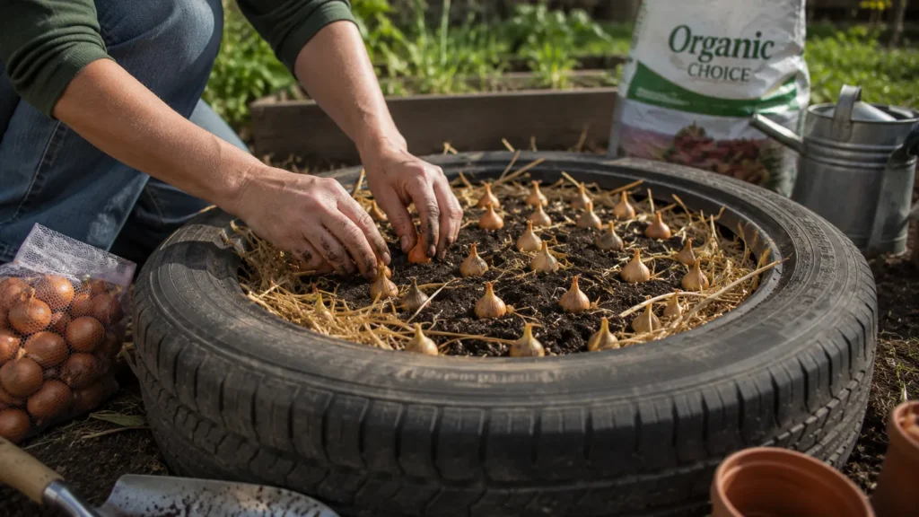 How to Plant Onions in a Tire