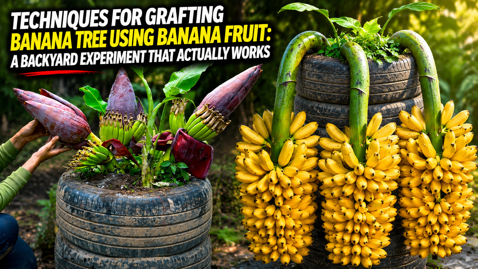 Learn creative banana tree grafting techniques using banana fruit with simple backyard gardening tips and real life results