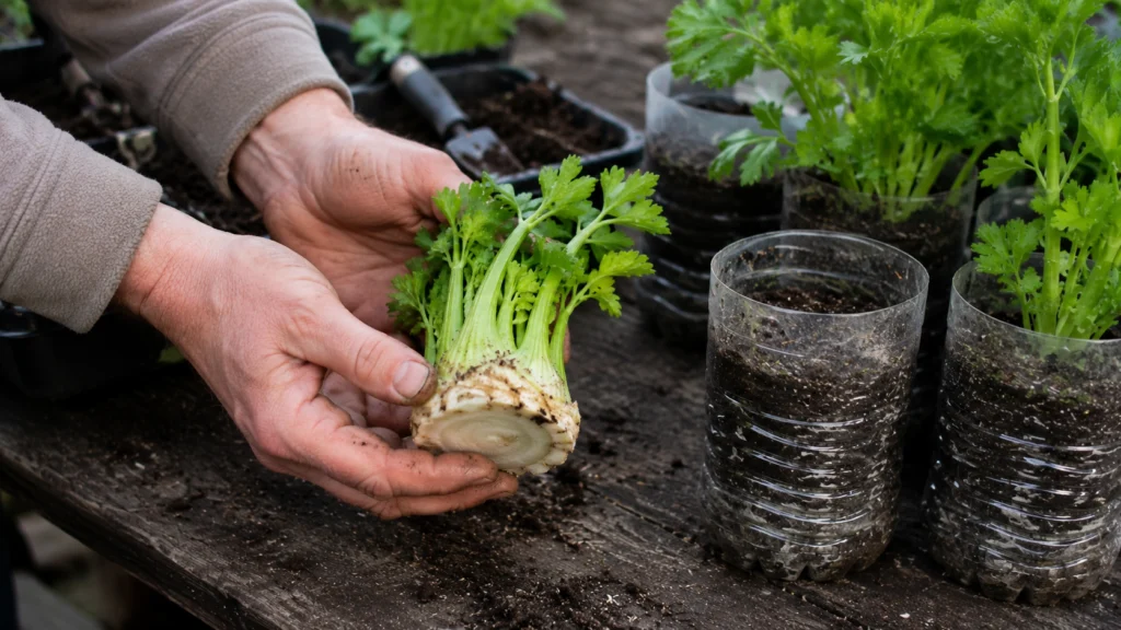 How to Grow Celery Easily Using Just a Few Small Plastic Bottles 3 My first celery bottle turned into a swampy mess after a heavy rainstorm
